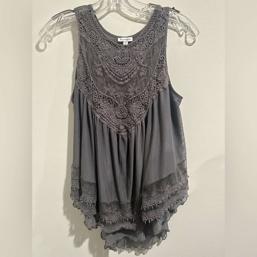 grey mesh tank blouse size small